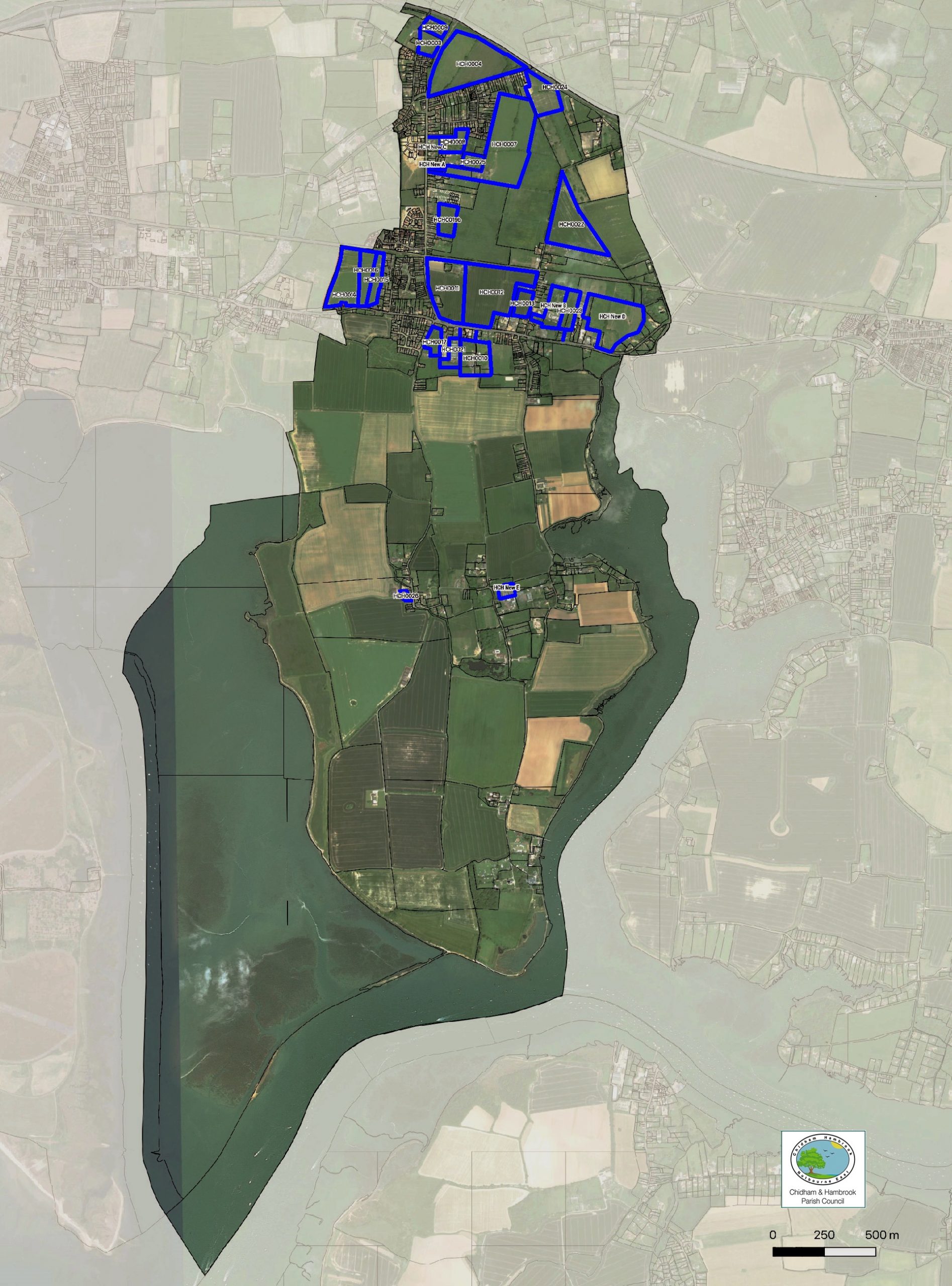 Chidham map all sites highlighted V2 Chidham & Hambrook (in the